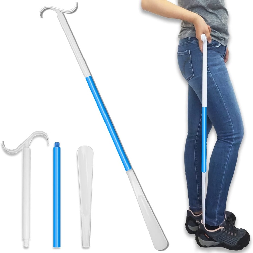 Blue and White Shoe Horn with Handle